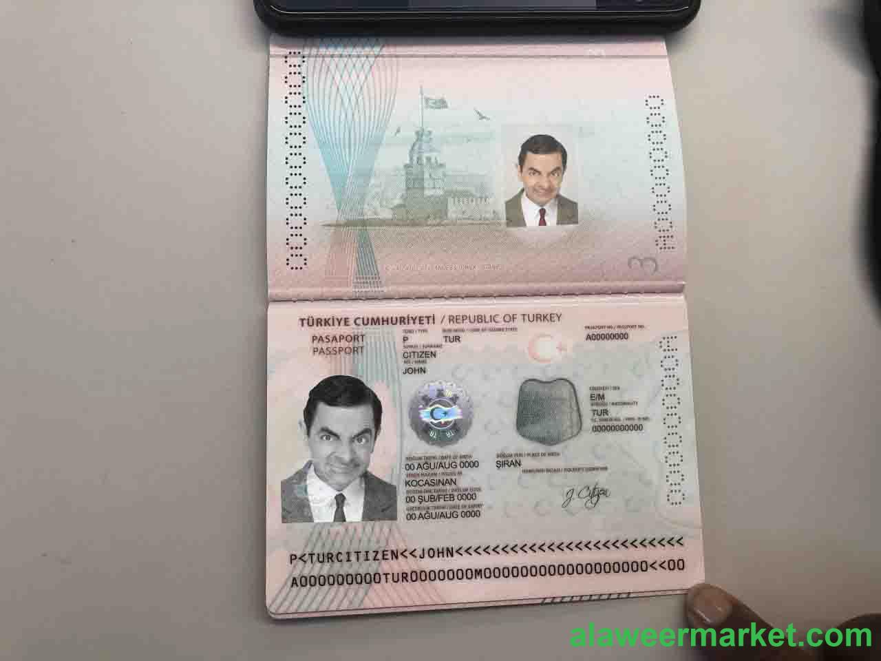 Turkey passport template in PSD format, fully editable (+editable PSD photo look) (2018 – present)